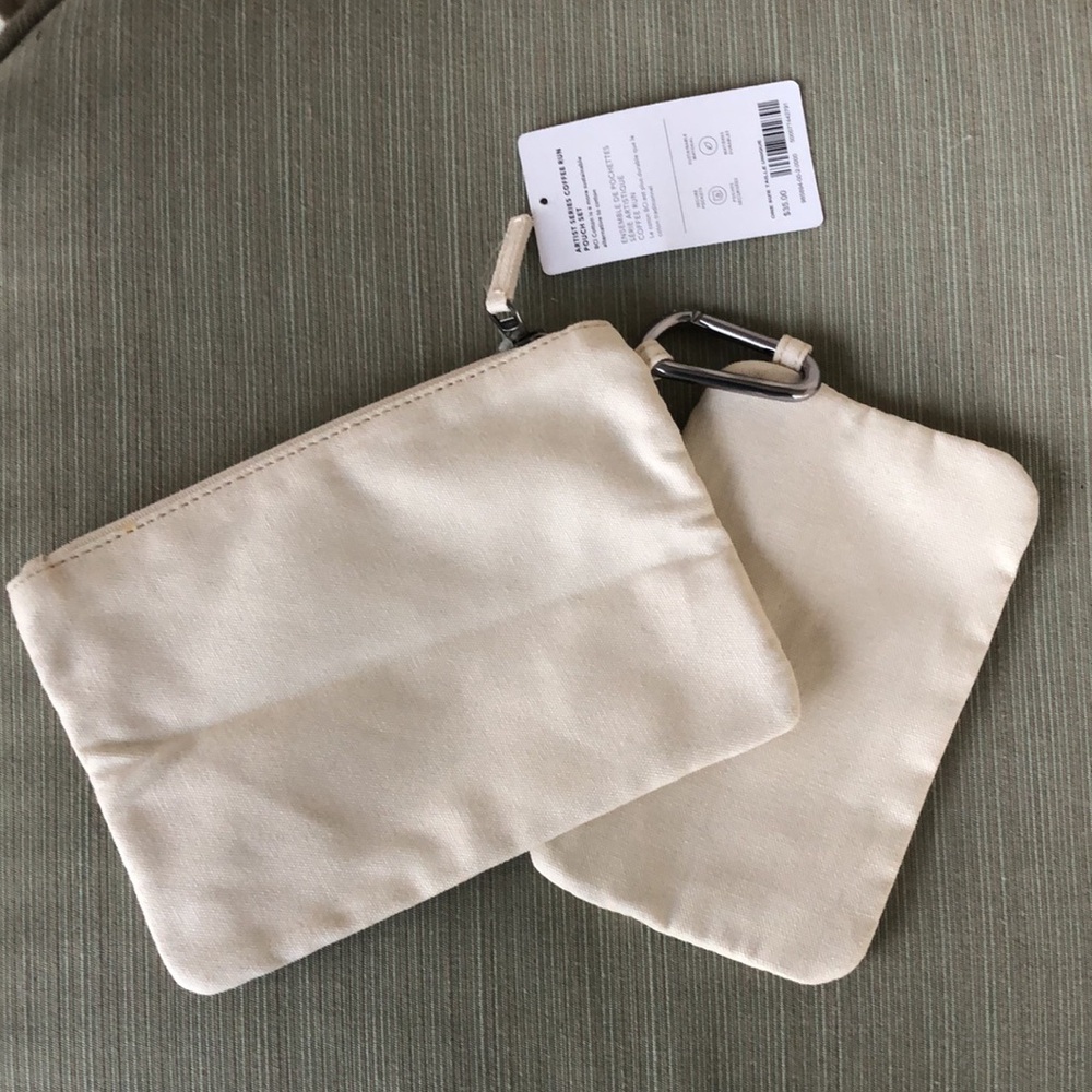 NWT! - ATHLETA {Artist Series} Coffee Run Zip Pouch Bag Set - Picture 3 of 14